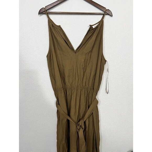 Prologue Olive Green V-Neck Sleeveless Cropped Jumpsuit L - Picture 3 of 10